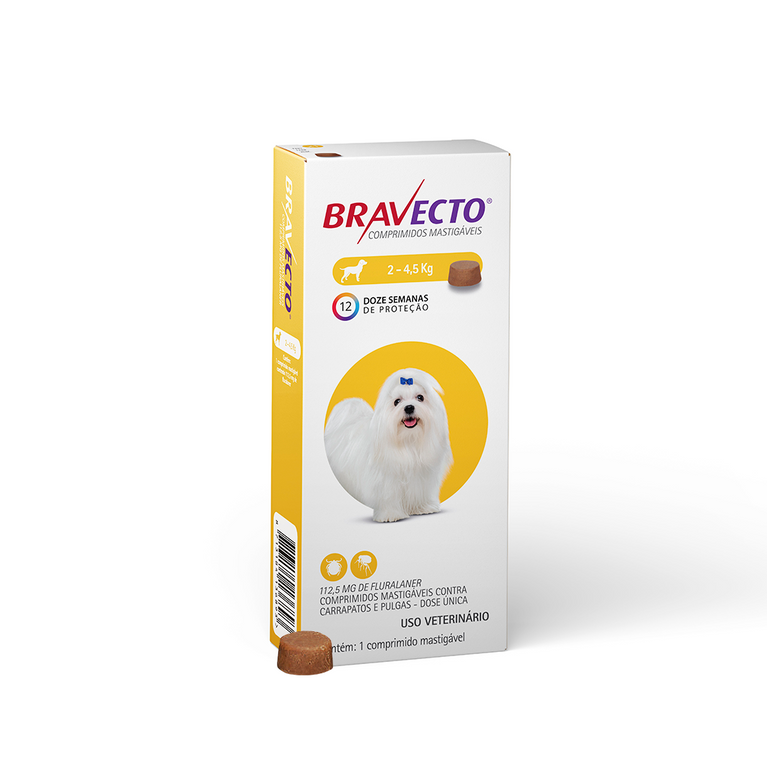 Antipulgas e Carrapatos Bravecto para Cães de 2 a 4,5 Kg 1 Comprimido