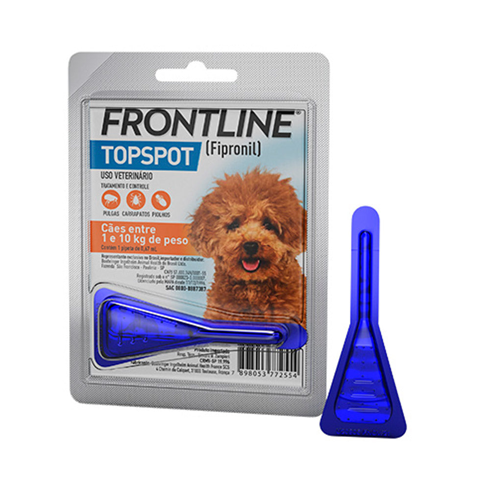 Antipulgas e Carrapatos Frontline Topspot Pipeta 0,67 ml para Cães de 1 a 10 Kg