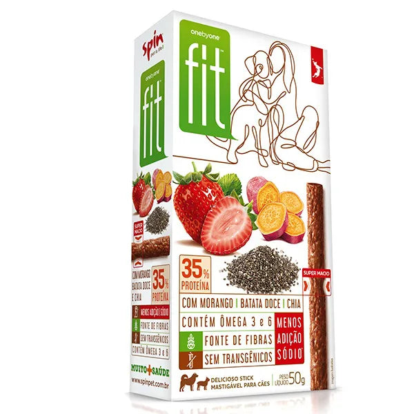 SpinPet Petisco Fit Sticks Morango Batata Doce e Chia 50 g