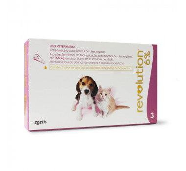 Antipulgas Revolution Zoetis 6% para Filhotes de Cães e Gatos de até 2,5 Kg 0,25 mL