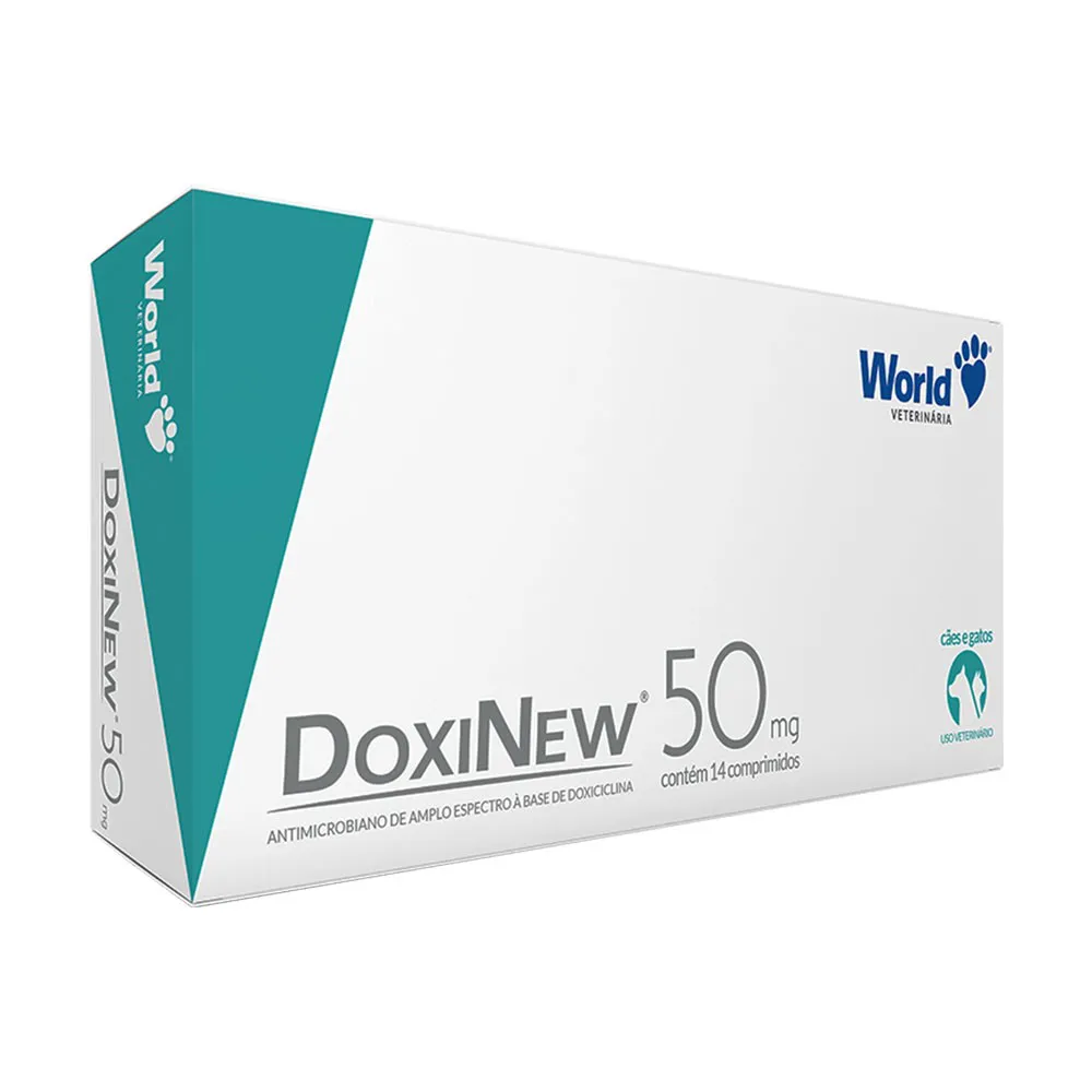 Antimicrobiano Doxinew World Veterinária para Cães e Gatos 50 mg 14 comprimidos