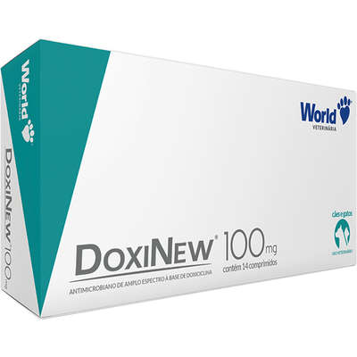 Antimicrobiano Doxinew World Veterinária para Cães e Gatos 100 mg 14 comprimidos