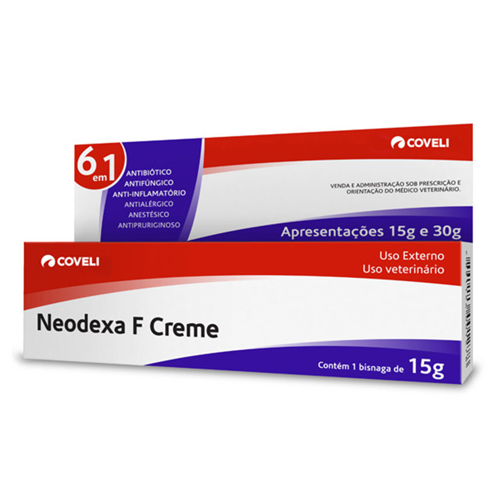 Antibiótico Coveli Neodexa F Creme para Cães e Gatos 15 g