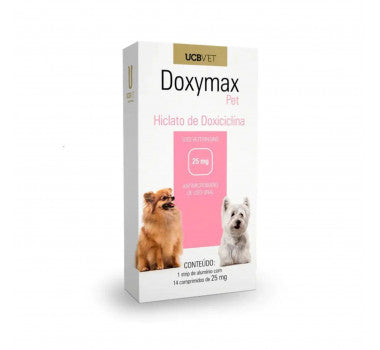 Antibiótico UCBVET Doxymax Pet para Cães 25 mg 14 Comprimidos