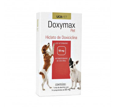 Antibiótico UCBVET Doxymax Pet para Cães 50 mg 14 Comprimidos