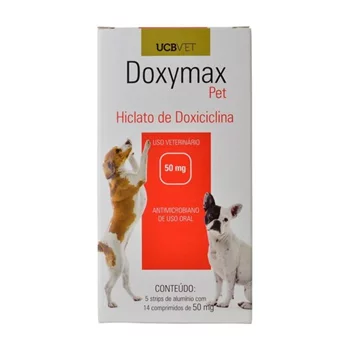 Antibiótico UCBVET Doxymax Pet Hospitalar para Cães 50 mg