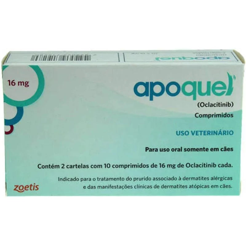 Apoquel Zoetis Dermatológico para Cães 16 mg 20 Comprimidos