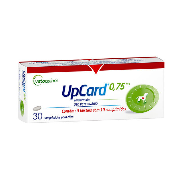 Diurético Upcard Torasemida Vetoquinol para Cães 0,75 mg 30 comprimidos