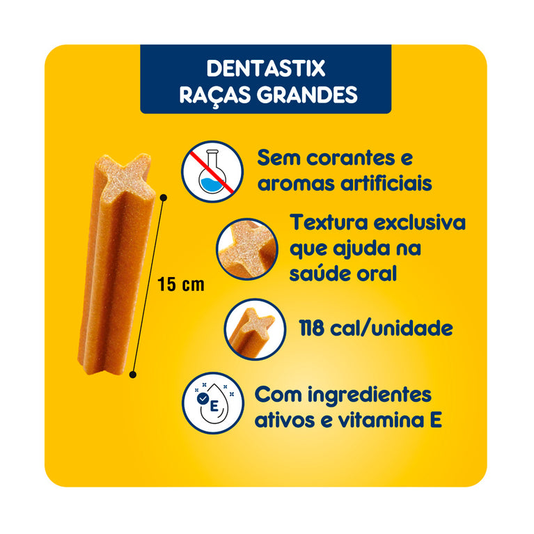 Petisco Pedigree Dentastix Cuidado Oral para Cães Adultos Raças Grandes 7 Unidades