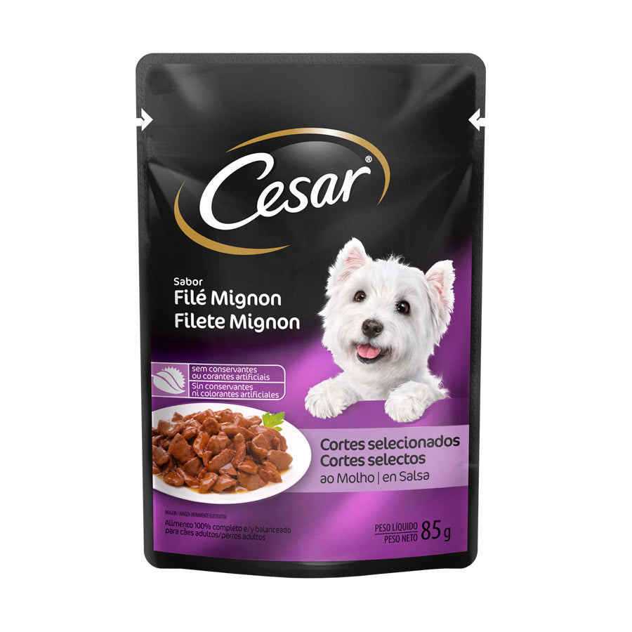 Ração Úmida Cesar Sachê Cortes Selecionados Filé Mignon para Cães Adultos 85 g