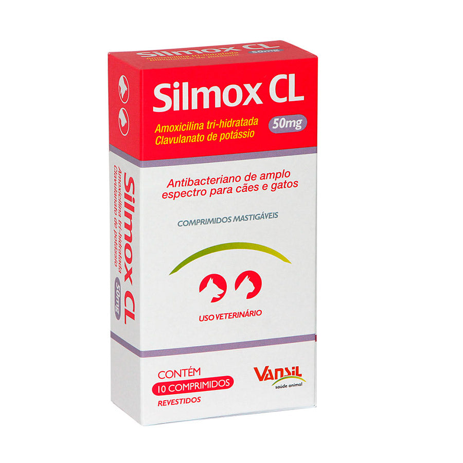 Antibacteriano Silmox CL Vansil para Cães e Gatos 50 mg 10 Comprimidos