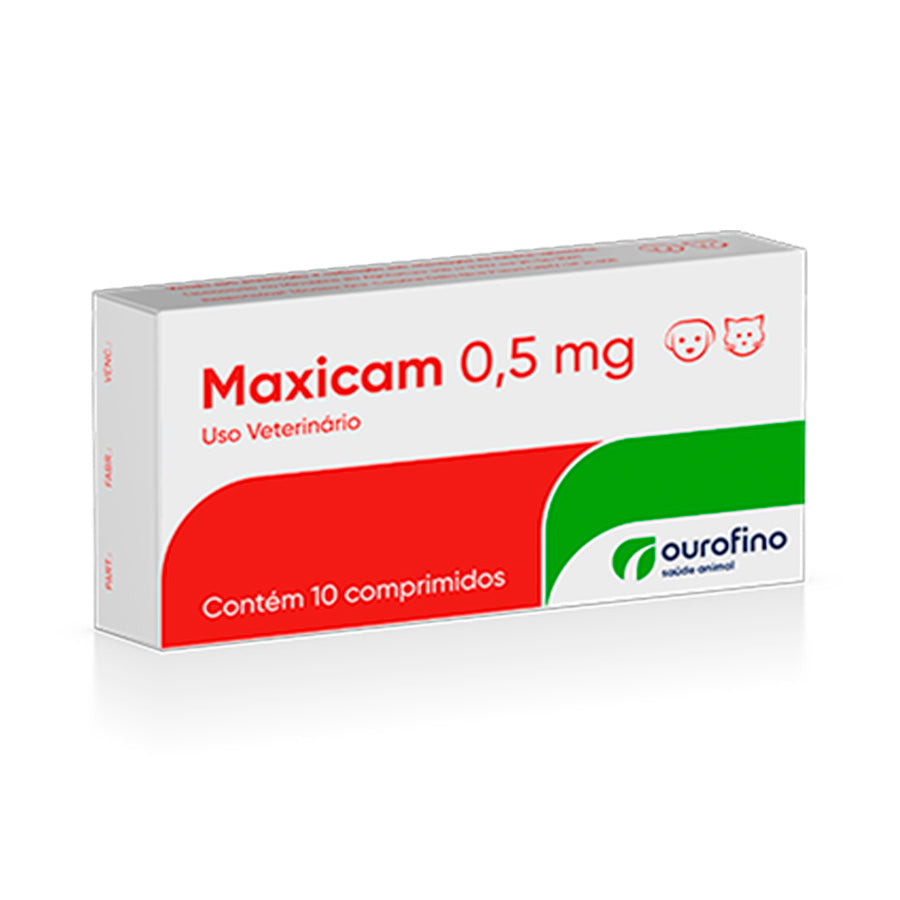 Anti-inflamatório Maxicam Ourofino para Cães e Gatos 0,5 mg 10 Comprimidos