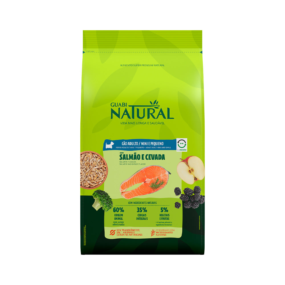Ração Guabi Natural para Cães Adultos de Porte Mini e Pequeno Salmão e Cevada 1,0 Kg