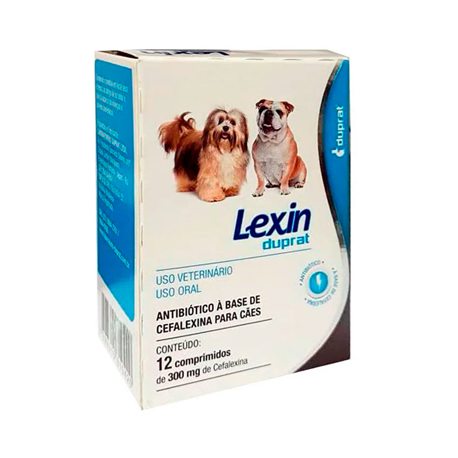 Antibiótico Lexin Duprat para Cães 300 mg 12 Comprimidos