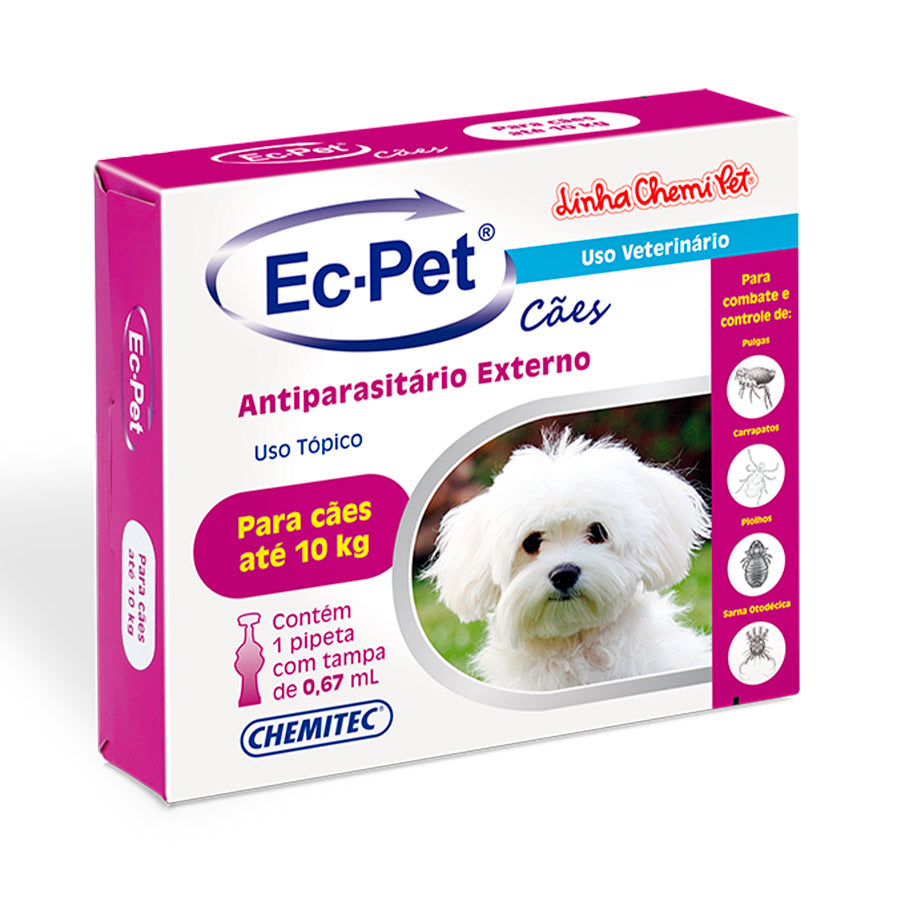 Antipulgas e Carrapatos Ec-Pet 0,67 mL Chemitec para Cães de até 10 Kg