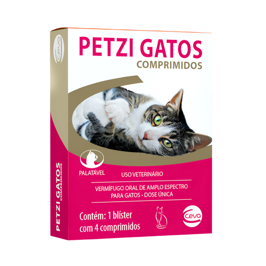 Vermífugo Petzi Gatos Ceva para Gatos 4 Comprimidos