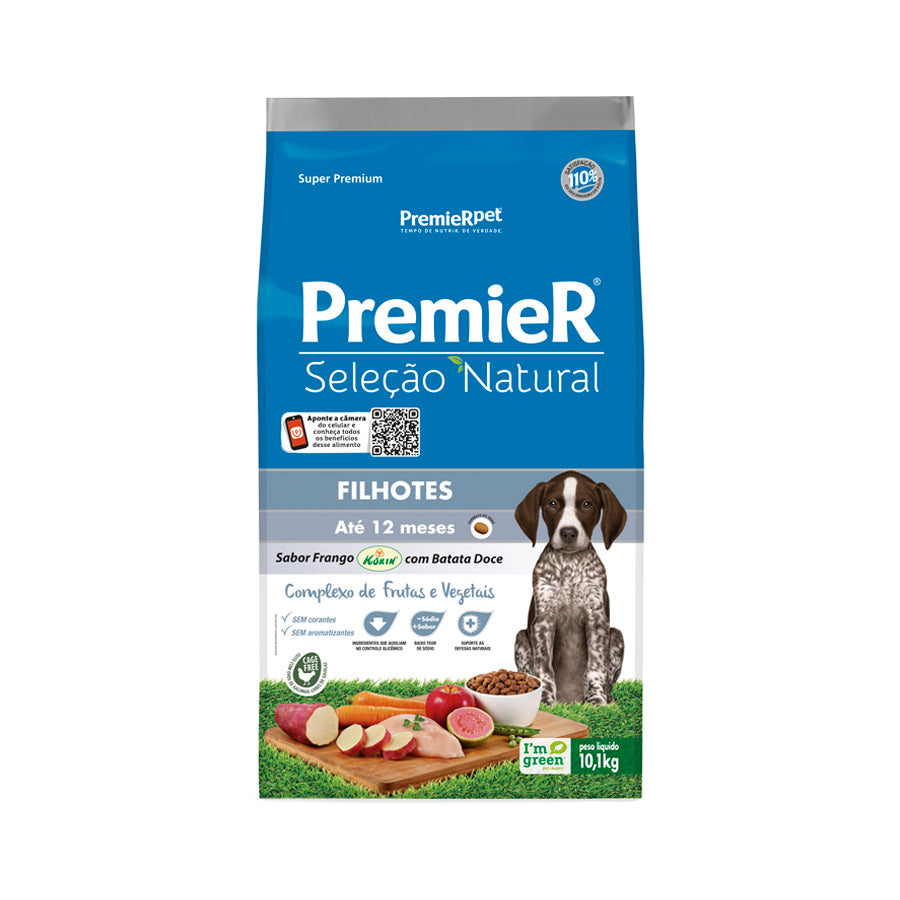 Ração PremieR Seleção Natural para Cães Filhotes Sabor Frango Korin e Batata Doce