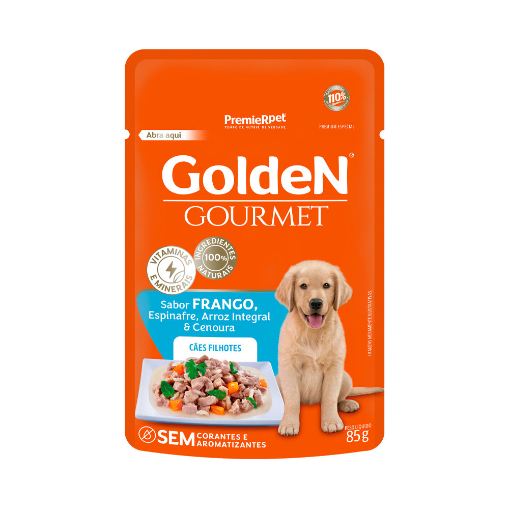 Ração Úmida Golden Gourmet para Cães Filhotes Sabor Frango 85 g