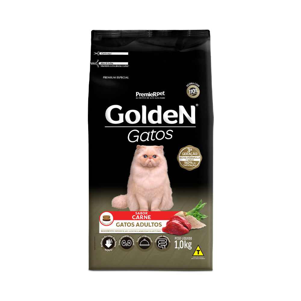 Ração Golden para Gatos Adultos Sabor Carne