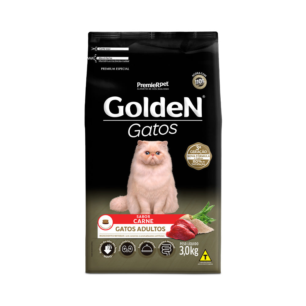 Ração Golden para Gatos Adultos Sabor Carne