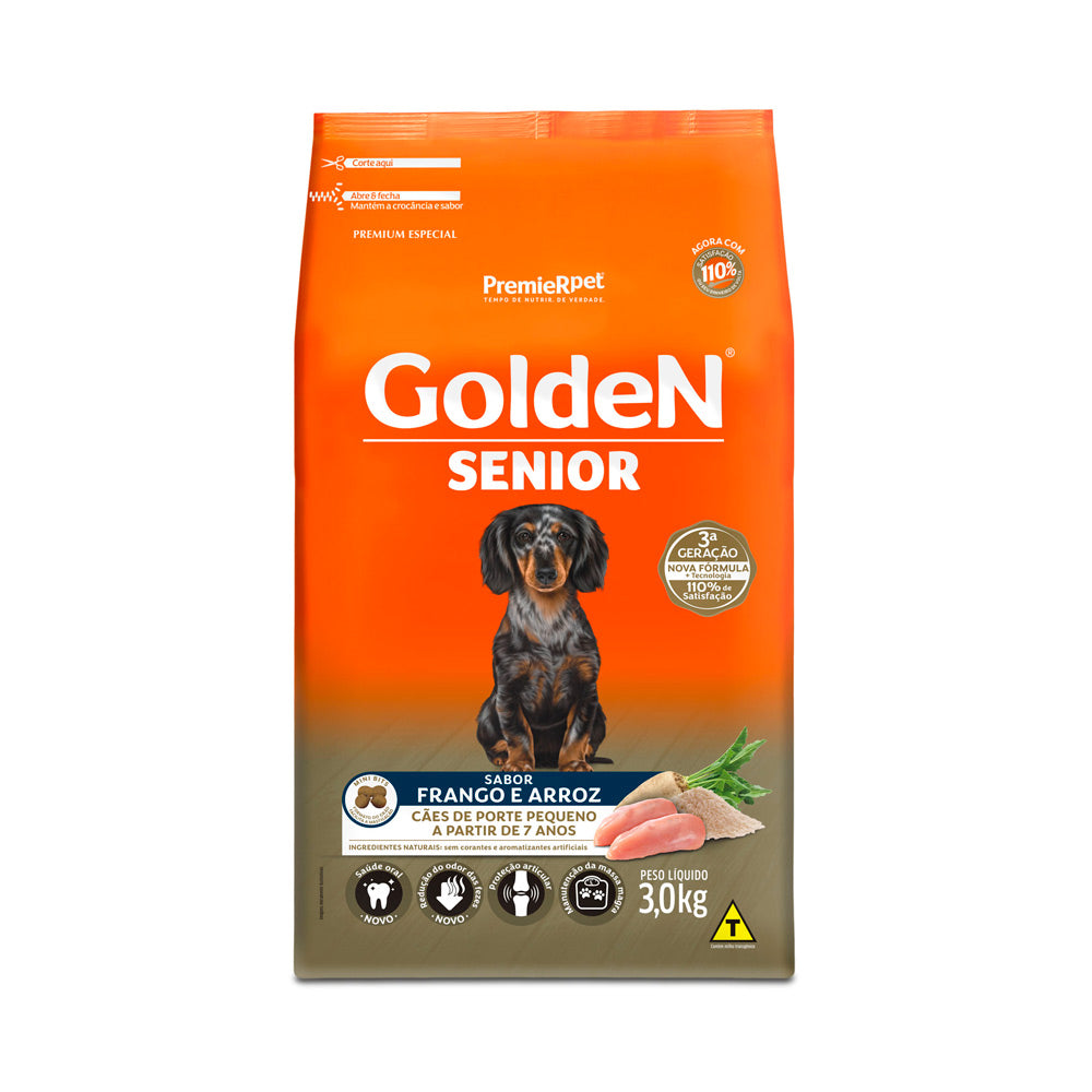 Ração Golden Fórmula Mini Bits para Cães Sênior de Porte Pequeno Sabor Frango e Arroz