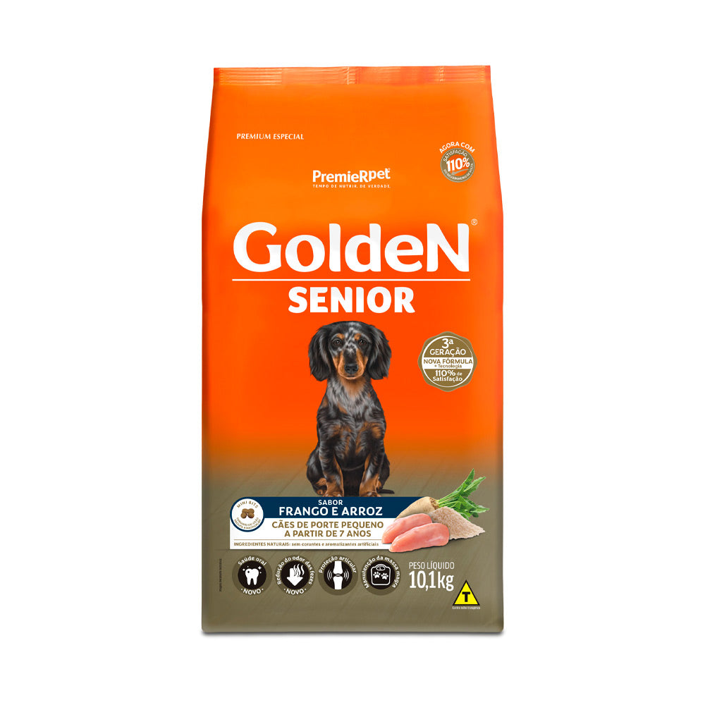 Ração Golden Fórmula Mini Bits para Cães Sênior de Porte Pequeno Sabor Frango e Arroz