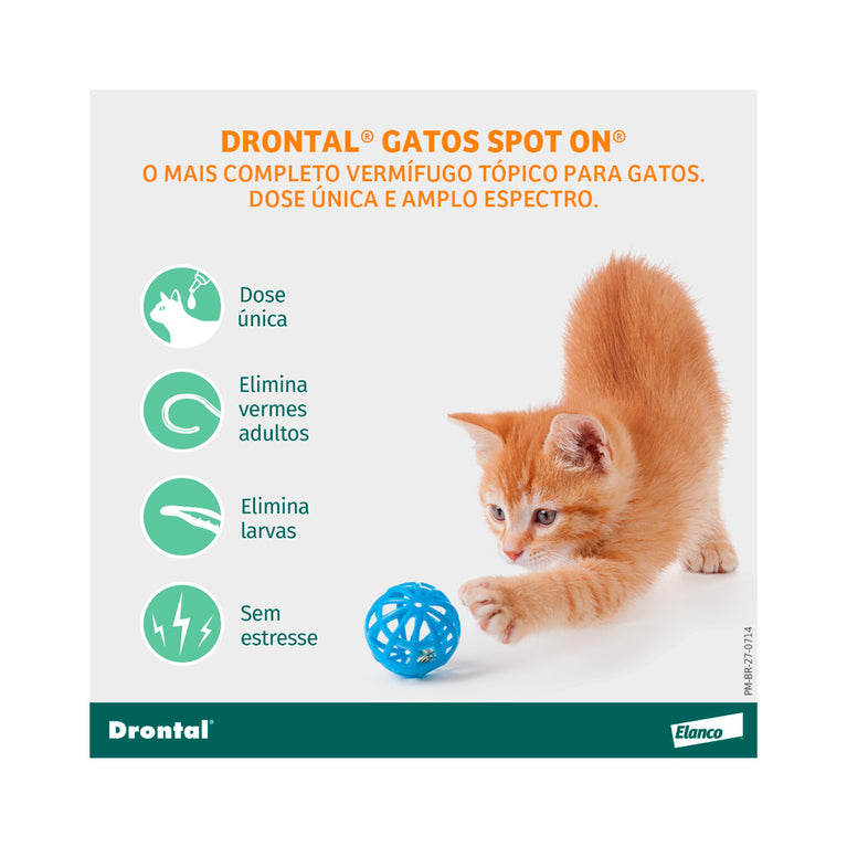 Vermífugo Drontal SpotOn para Gatos 2,5 a 5 Kg