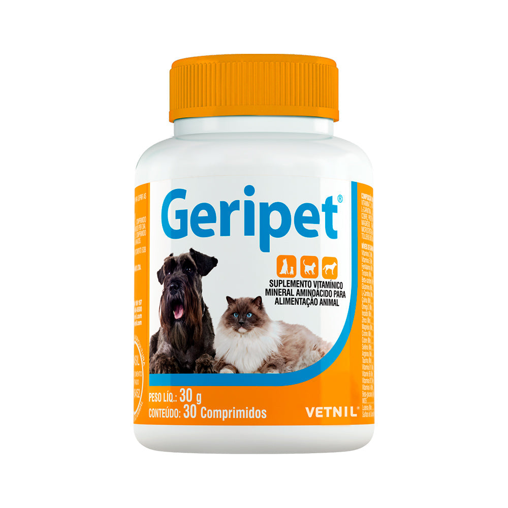 Suplemento Vitamínico Vetnil GeriPet para Cães e Gatos 30 Comprimidos