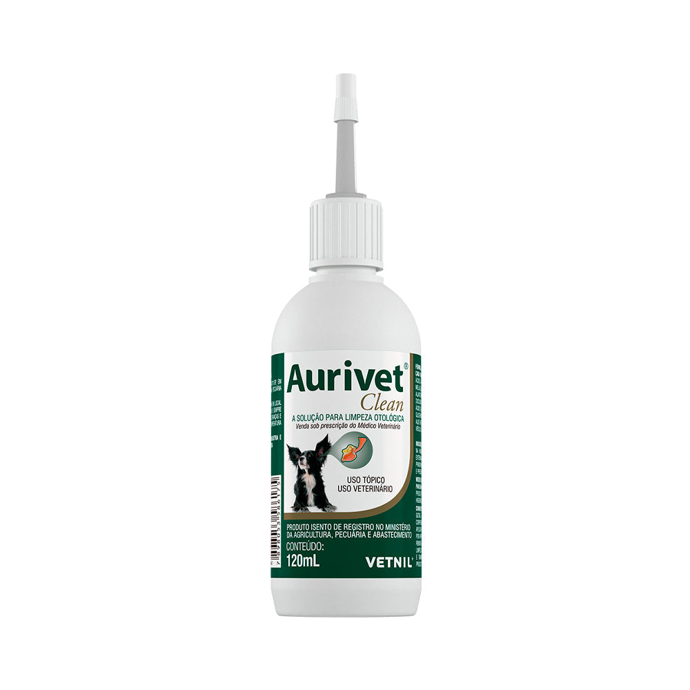 Solução Otológica Vetnil Aurivet Clean para Cães e Gatos 120 mL