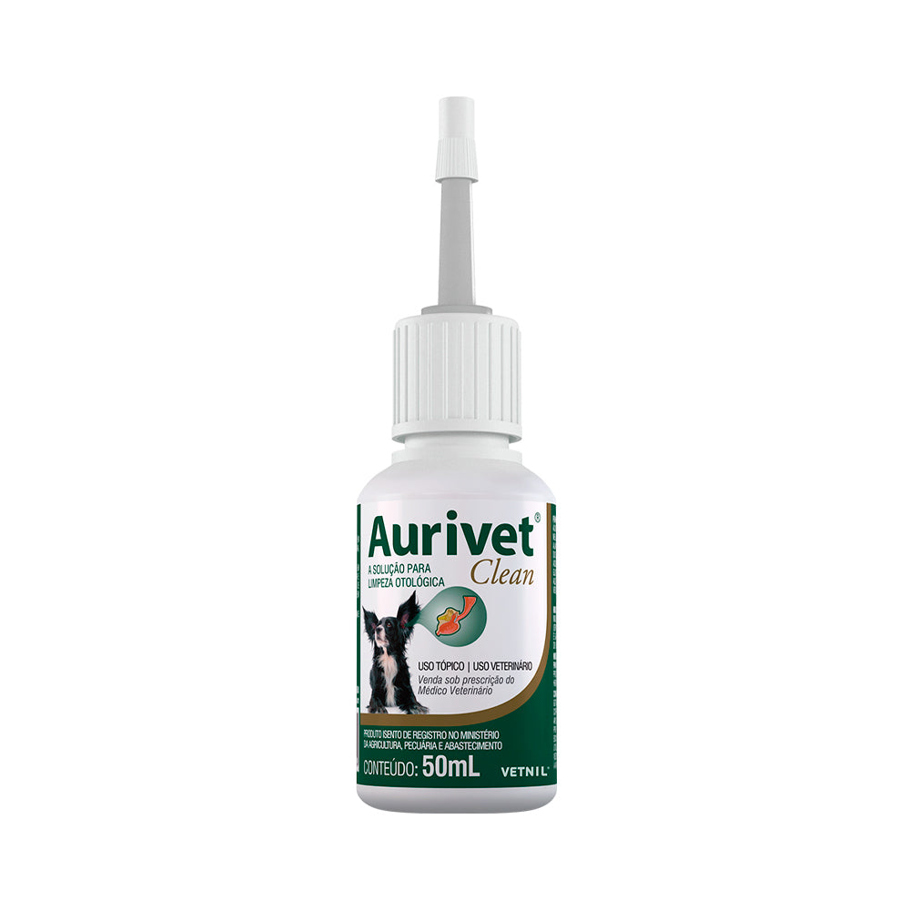 Solução Otológica Vetnil Aurivet Clean para Cães e Gatos 50 mL