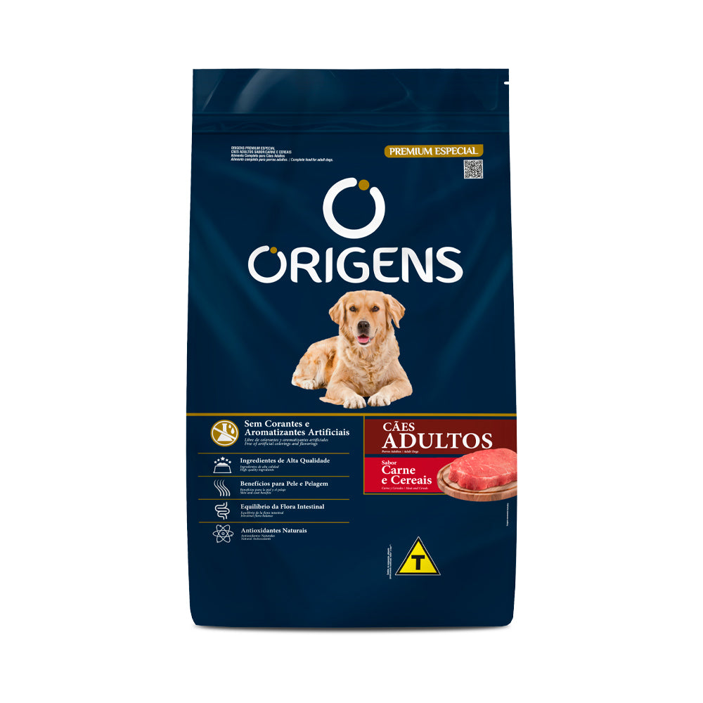 Ração Origens Premium Special para Cães Adultos Sabor Carne e Cereais