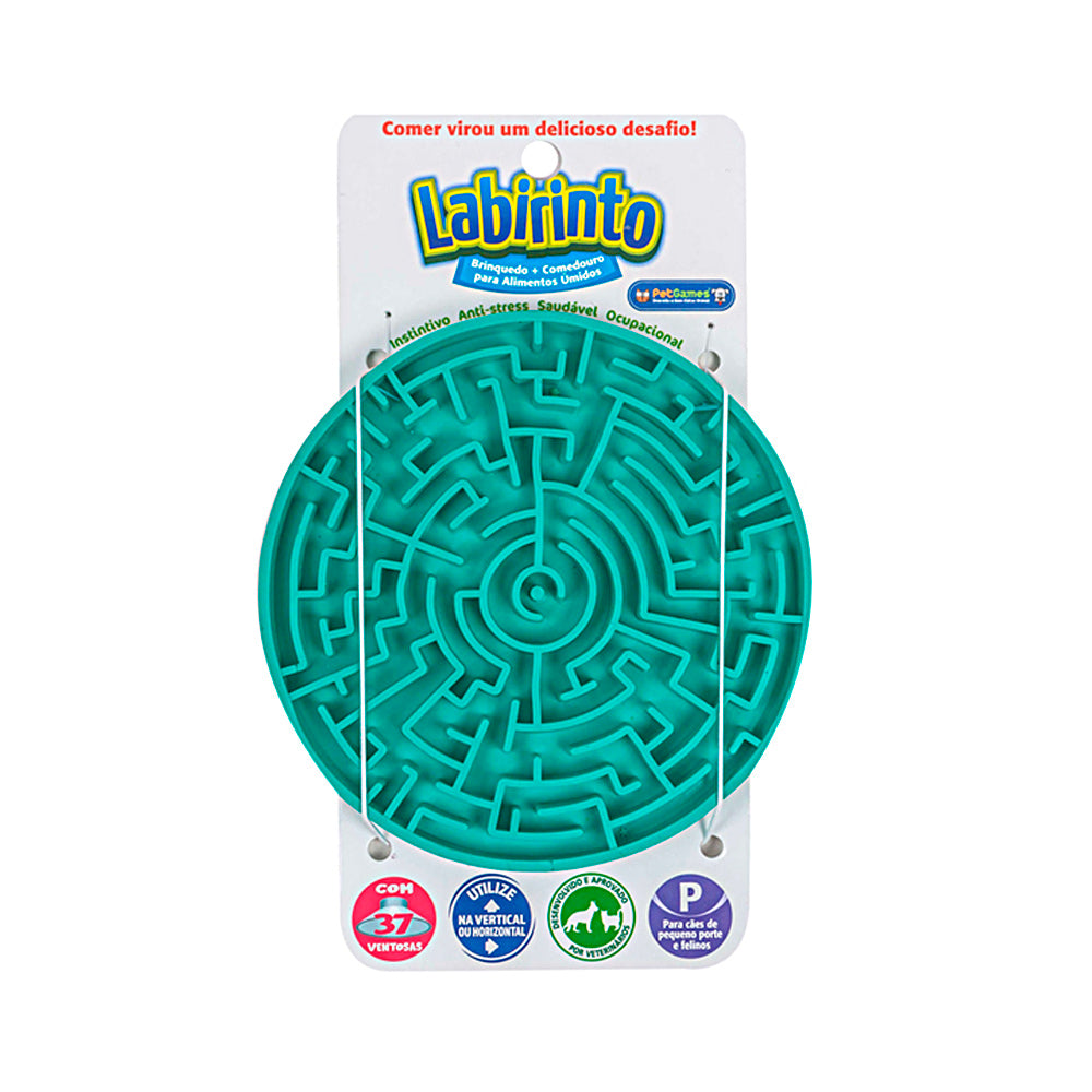 Comedouro e Brinquedo Interativo Pet Games Labirinto Verde Água