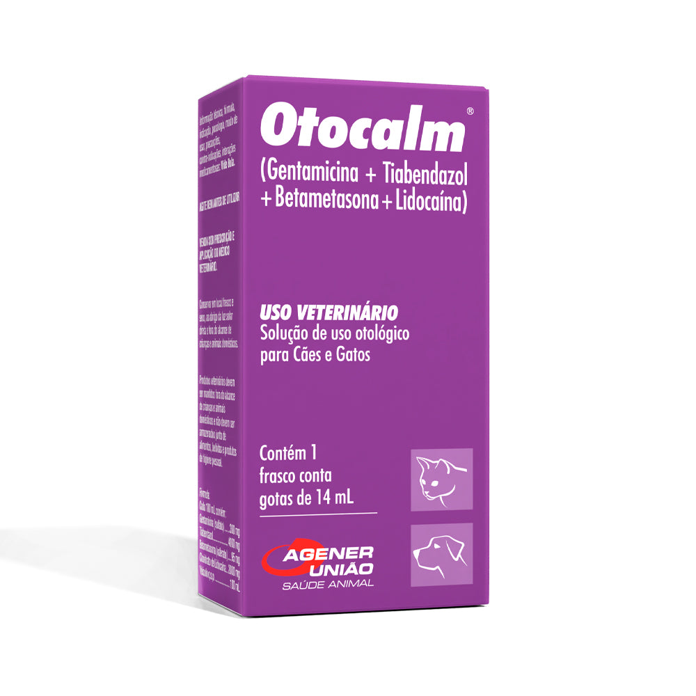 Solução Otológica Agener Otocalm para Cães e Gatos 14ml