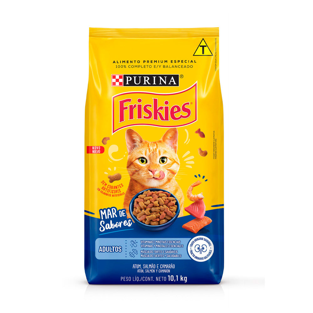 Ração Friskies Mar de Sabores para Gatos Adultos Sabor Atum, Salmão e Camarão