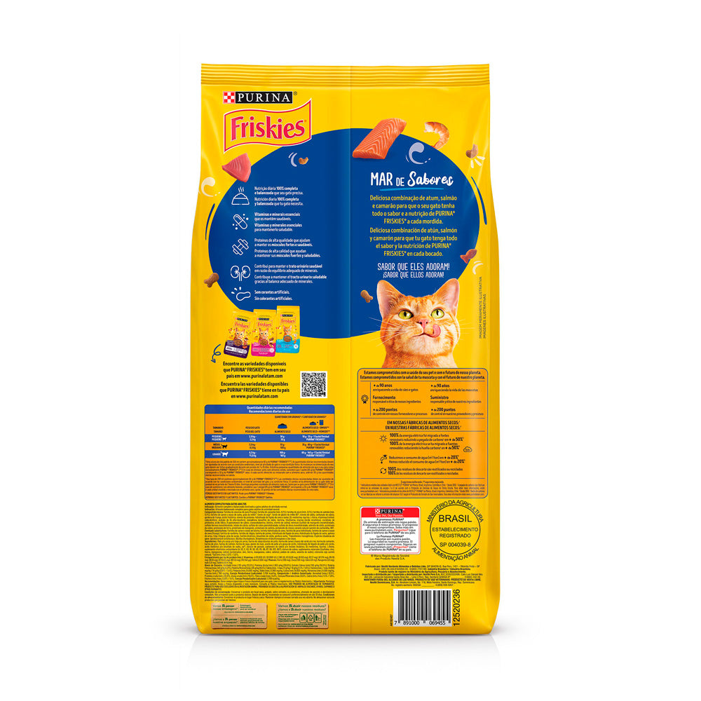 Ração Friskies Mar de Sabores para Gatos Adultos Sabor Atum, Salmão e Camarão