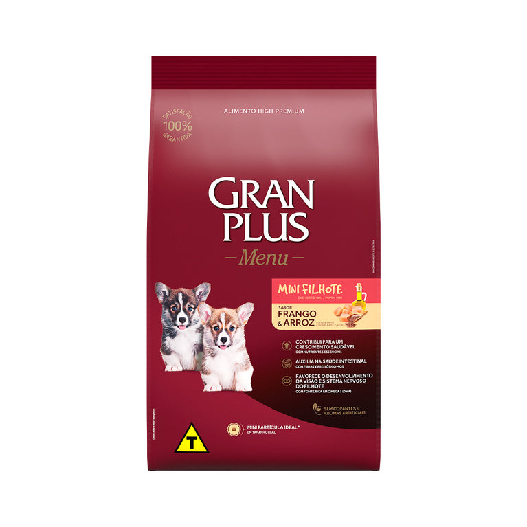 Ração GranPlus Menu para Cães Filhotes de Porte Mini Sabor Frango e Arroz 1 Kg