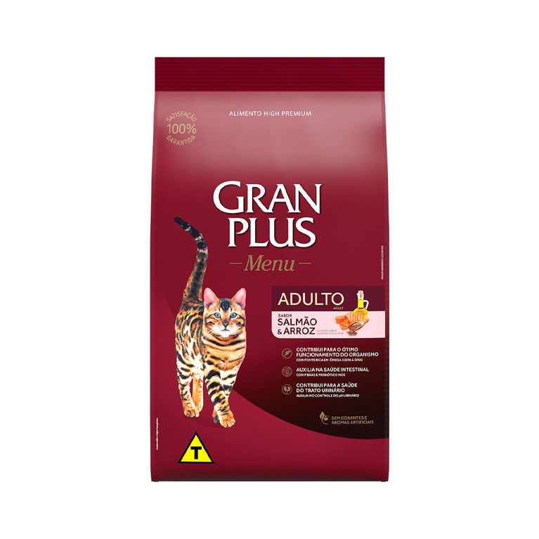 Ração GranPlus para Gatos Adultos Sabor Salmão e Arroz