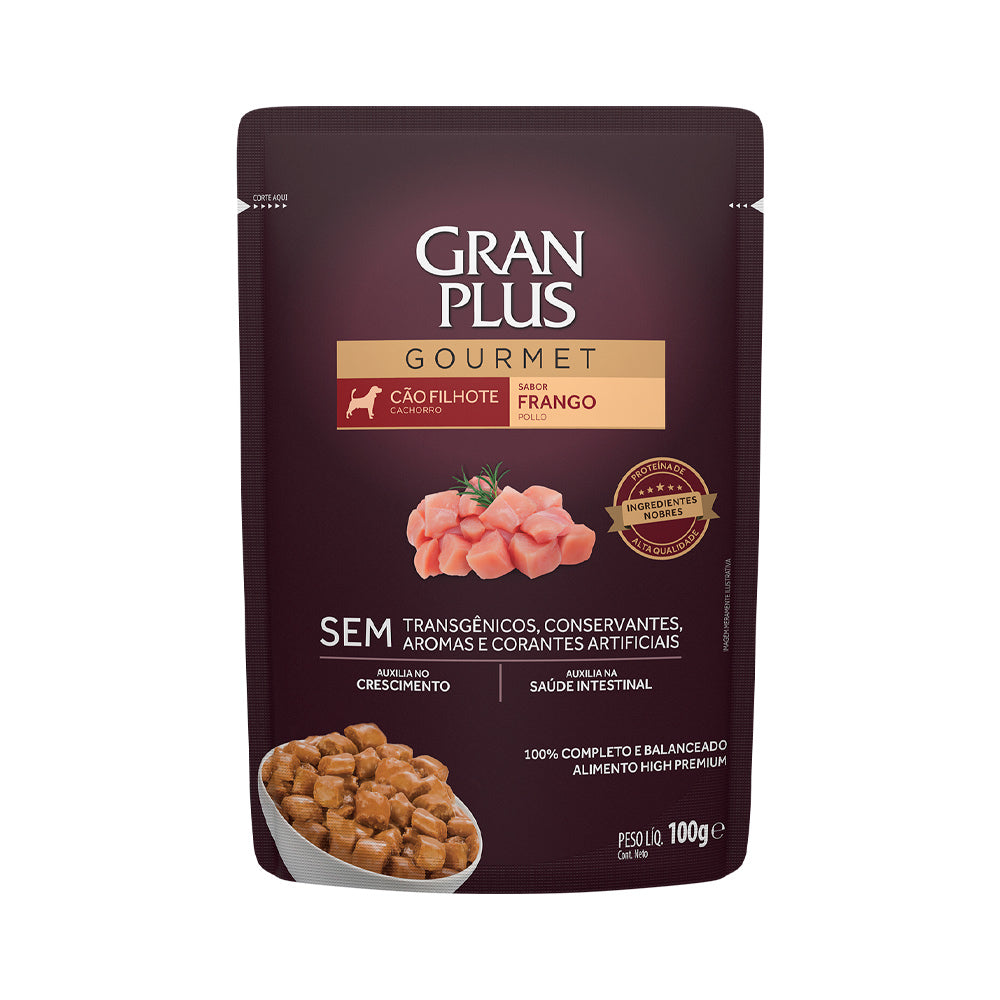 Ração Úmida GranPlus Gourmet para Cães Filhotes Frango Sachê 100 g