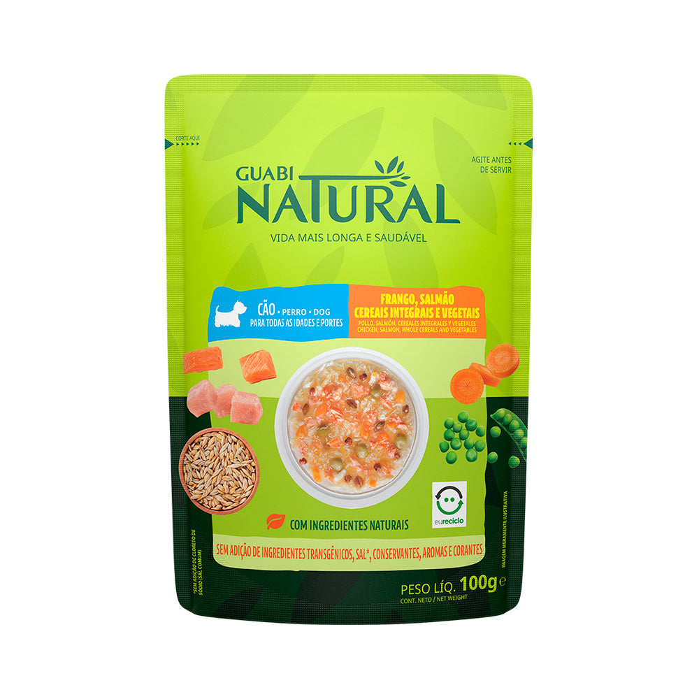 Ração Úmida Guabi Natural para Cães Adultos Sabor Salmão e Frango 100 g