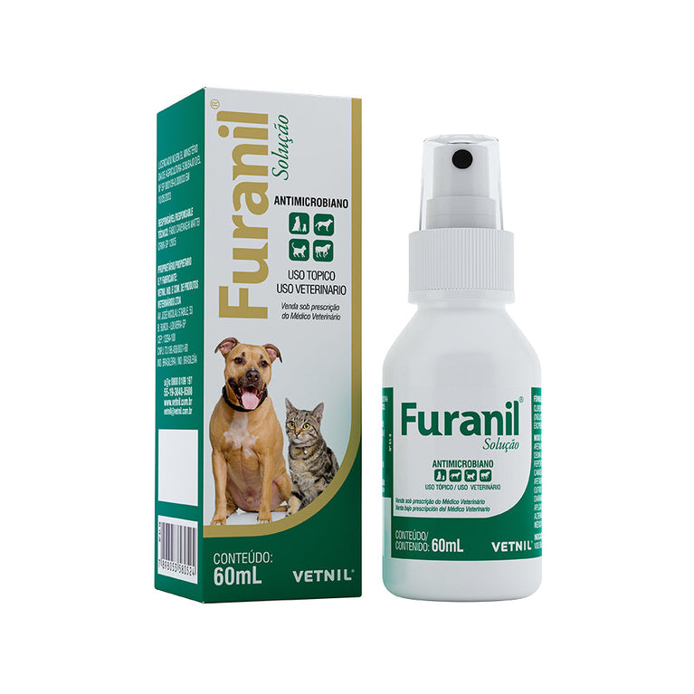 Spray Antimicrobiano Furanil Vetnil para Cães e Gatos 60 mL