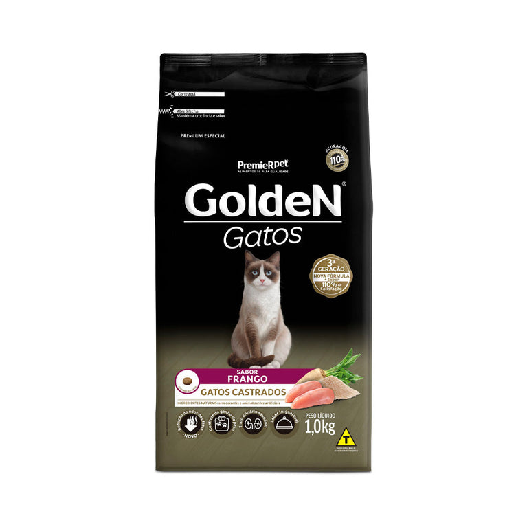 Ração Golden para Gatos Adultos Castrados Sabor Frango