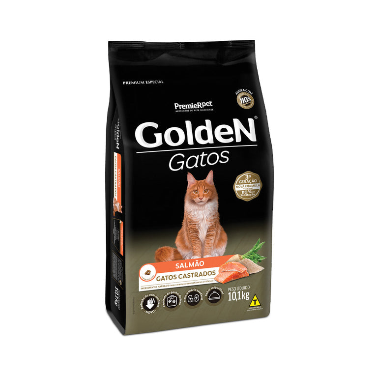 Ração Golden para Gatos Adultos Castrados Sabor Salmão