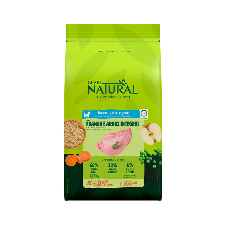 Ração Guabi Natural para Cães Filhotes Raças Pequenas e Mini Sabor Frango e Arroz