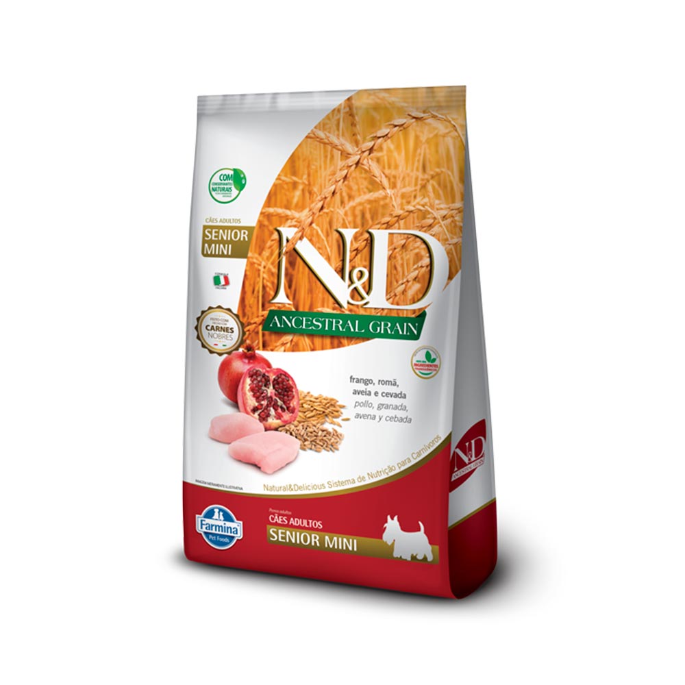 Ração para Cães Farmina N&D Ancestral Grain Raças Mini Sênior Sabor Frango