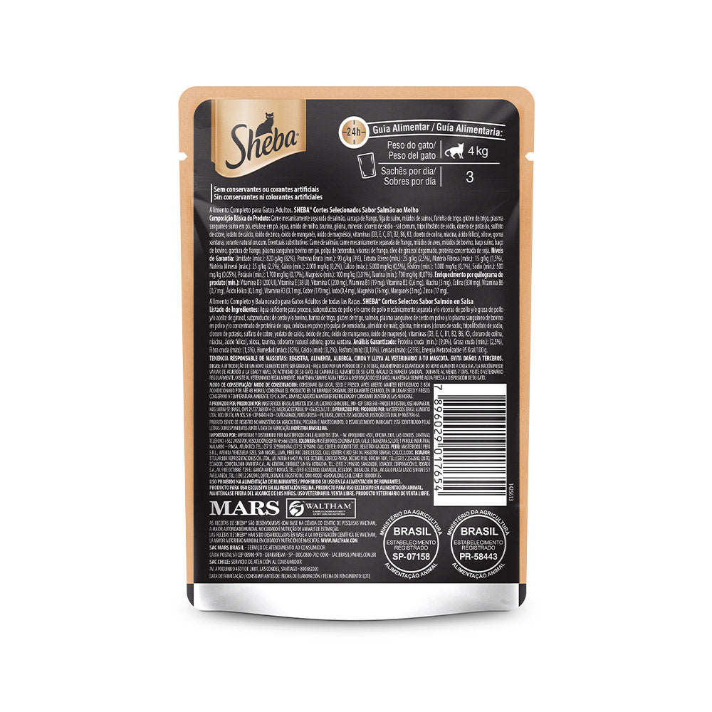 Ração Úmida Sheba Sachê para Gatos Adultos Sabor Salmão ao Molho 85g