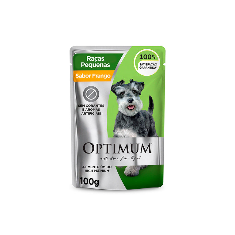 Ração Úmida Optimum Sachê para Cães Adultos de Raças Pequenas e Minis Sabor Frango 100 g