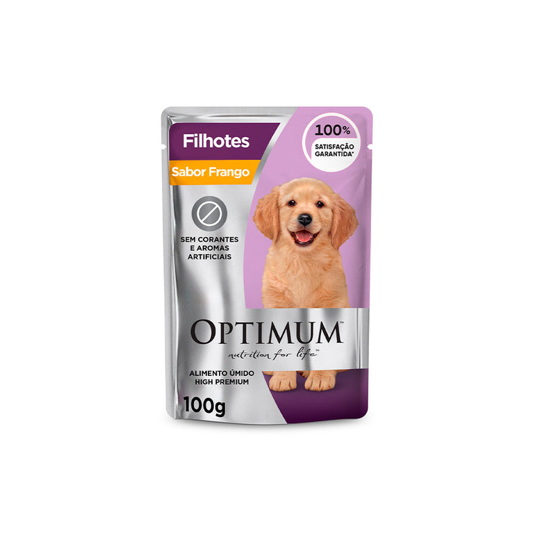 Ração Úmida Optimum Sachê para Cães Filhotes Sabor Frango 100 g