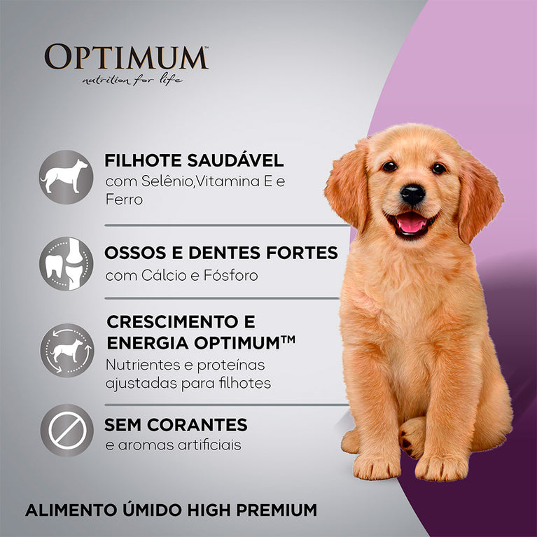 Ração Úmida Optimum Sachê para Cães Filhotes Sabor Frango 100 g