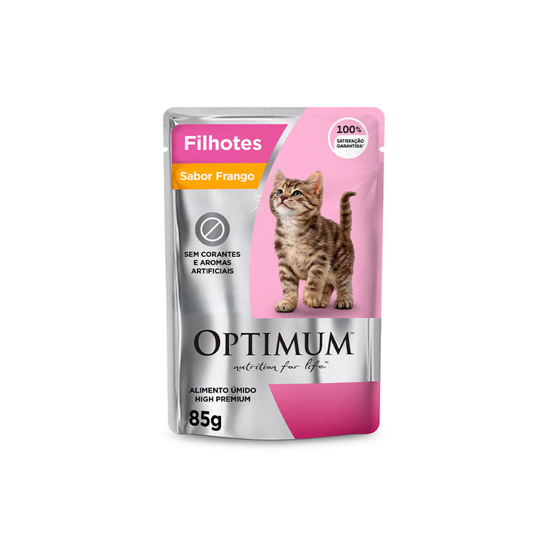 Ração Úmida Optimum Sachê para Gatos Filhotes Frango 85 g