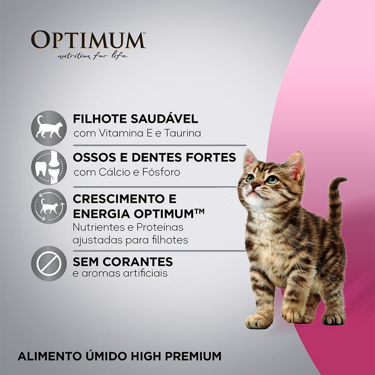 Ração Úmida Optimum Sachê para Gatos Filhotes Frango 85 g